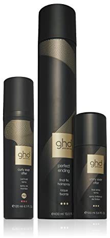 Ghd Pack Cabello Rizado: Spray para Fijar y Crear Rizos + Perfect Ending Fijación + Shiny Ever Potenciador de Brillo