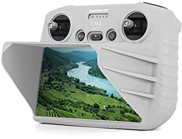 LTSKY Mini 3 Pro/Mini 3 Cover, Silicone Case for DJI RC Remote Control Accessories Protective Case Anti-Scratch Non-Slip Soft Gel Sleeve Bag (Grey, with Sun Visor)
