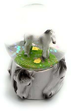 Onwomania Pferd Ross Schimmel Höhe 6,5cm Schneekugel Glitzerkugel Kugel schütteln Mehrfarbig