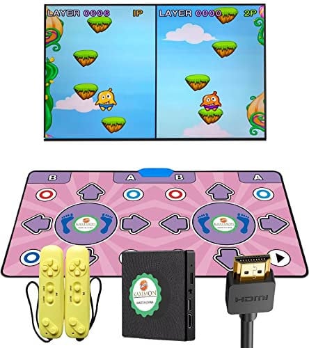 KAXIMON Dance Mat Age 6+ with Non-slip Flannel, Double Dance Mat for Adults and Kids - Wireless Controller, Plug and Play - English Manual
