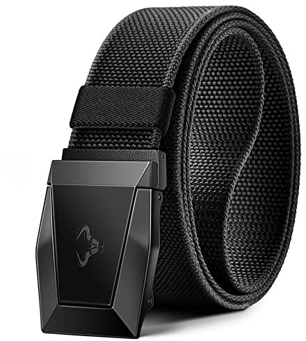 BULLIANT Taktischer Gürtel, Gürtel Herren Arbeitsgürtel Militär Wandern 3,8cm,Schnellverschluss Metallschnalle(Schwarz,155cm/52-56 taille verstellbar)