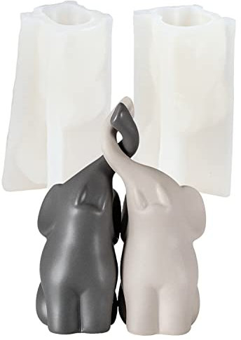 JS MOLD Silikonform Epoxidharz Elefanten-Kerzenform 3D Kerzen Gießform Resin Gießharz Silikon Mold für Handgefertigte Seife, Duftkerzen, Handwerk Ornamente (L)