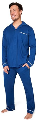 CityComfort Mens Pyjamas Set - Classic Button Down Nightwear Long Sleeve & Bottoms PJs Cosy Lounge Wear M-3XL - Sleepwear Gifts for Him (Blue, L)