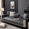 Leder Sofabezug 1 2 3 4 Sitzer,Rutschfest Sofa Überwurf,L Form Sofa Abdeckung,Einfarbig Sofaüberwurf für Hunde,Katzen,Haustiere,Liebessitz,Liege,Armlehne,Rückenlehne-Dunkelgrau,1pc-45x45cm/Pillowcase