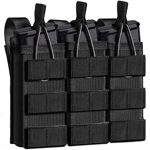ACEXIER Tactical Molle Magazintasche Triple Mag Tasche Patronentasche für Gewehrpistole Jagd Paintball Mag Holder Träger (Black)