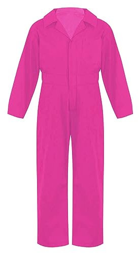 YiZYiF Tuta Intera da Lavoro in Cotone per Bambini Fascia Elastica Tuta Protettiva Costume per Ragazzi Pilota Salopette Tutina Completo Operaio Meccanico Zip 6-16 Anni Rosa caldo 11-12 anni