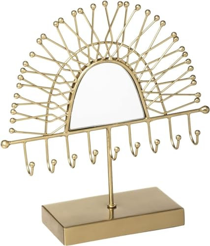 Avilia Storage Box Jewels Portagioie Espositore Portagioielli con Specchio H 26 cm - Eleganza e Organizzazione per i Tuoi Gioielli - Oro 24,5x25 cm