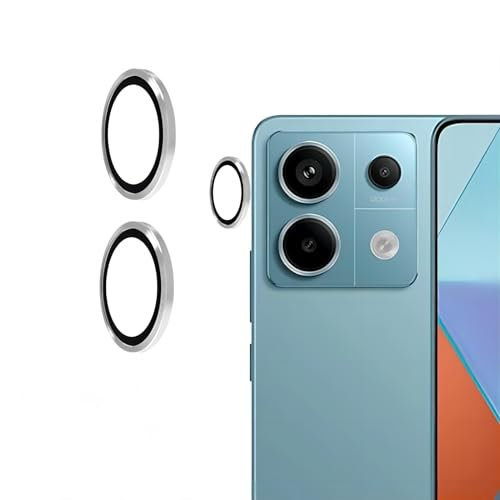 KNOXS for Xiaomi Redmi Note 13 Pro Camera Lens Protector, HD&9H Tempered Glass Scratchproof Camera Lense Cover Screen Protector Durable Metal Protective Ring -Silver