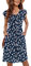 MOLERANI Button-Down Sommer Kleider Rüschen Ärmel V-Ausschnitt Casual Swing Elastische Taille Midi Kleid mit Taschen Dark Floral Navy L