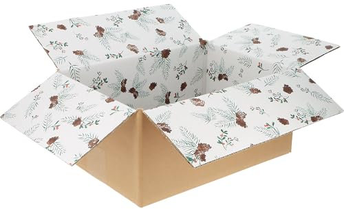 ratioform | Wellpapp-Faltkarton mit Innendruck Christmas | braun | VE 20 Stk | LxBxH 310 x 215 x 140 mm
