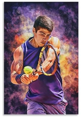 SECOLI Carlos Alcaraz von Spanien Tennis Fan Kunst Geschenk Leinwand Poster Dekorative Malerei Wandkunst Bild Druck Moderne Dekor 50 x 75 cm