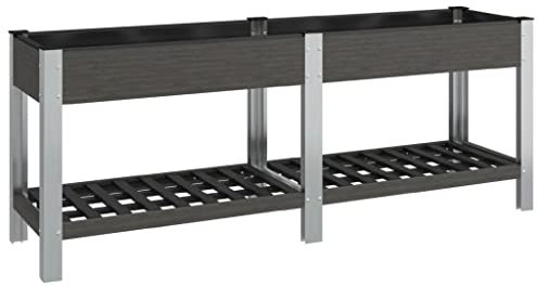 Hommdiy Garten-Hochbeet mit Ablage Grau 200x50x75 cm WPC