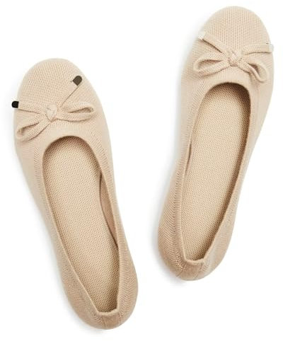 Frank Mully Women's Ballet Flats Slip On Knit Dress Shoes Pumps Shoes Round Toe Beige