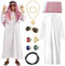 Ulikey Scheich Kostüm Herren, Araber Kostüm, Kostüm Scheich Araber, Arabisches Weißes Gewand mit Kopftuch, Finger Ring, Halsketten, Sonnenbrillen für Party, Cosplay (XL)