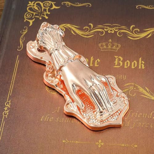 Vintage Lady's Hand Shaped Book Clip Metal Paper Clip Binder Clip Book Page Holder Bullet Junk Journal Clip Notebook Accessories Decorative Clips for Office Home DIY Use School Stationery Rose Gold