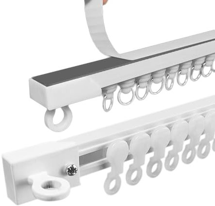30-420cm Vorhangschiene Selbstklebende Gardinenschiene, for Wandmontage / Deckenmontage, mit stummen Rollen, für Vorhänge, Duschvorhang, Raumteiler, Wohnmobil-Vorhang ( Color : Ceiling , Size : 1.9m(6