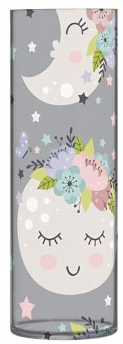 Kunststoff-Vase für Blumen, transparent, Heimdekoration, Vase, Vase für Hochzeit, Eingangsbereich, Regal, Einweihung, schöne Mond-Illustration, Grau