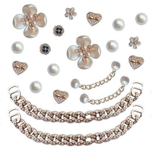 GWAWG Schuh Charms 20 Stück Crocs Anstecker Glitzer Strassstein Blume Designer Schuh Dekoration Anhänger Accessoires für Mädchen Erwachsene