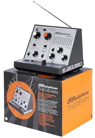 Stylophone Theremin – Award-Winning Portable Touch-Sensitive Synthesizer with Retro Analog Sound, Built-In Speaker, Delay & Vibrato Effects, Slider Control, Compact Battery-Powered Design