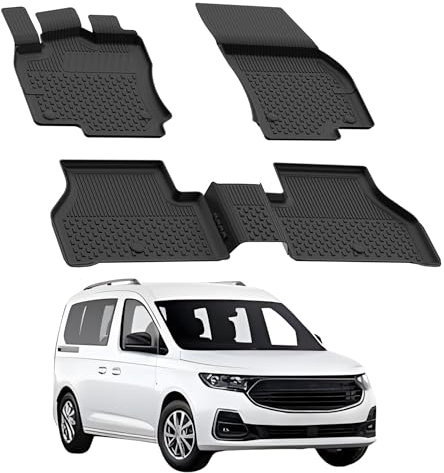 Alfombrillas de Coche Compatibles Ford Tourneo Connect 2022-2026, 4.5D Premium TPE Goma Antideslizante Impermeable, Negro