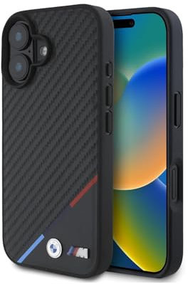 CG MOBILE BMW BMHMP16M23PUDTK hülle für iPhone 16 Plus 6.7 Schwarz hardcase Carbon Tricolor Line