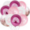 ALEGRE® Taufe Deko Luftballon Rosa,20 Stk Taufdeko Luftballons Taufe, Deko Taufe Mädchen Junge,Taube Regenbogen Muster Tauf Helium Ballon für Babyparty, Kommunion, Konfirmation, Babyshower Party Deko