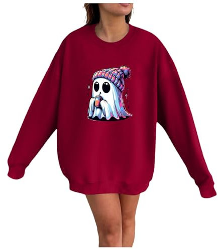Halloween kostüm Damen Damen, Kapuzenpullover mit süßem Halloween-Print er Pullover Herren (Sky Blue, M)