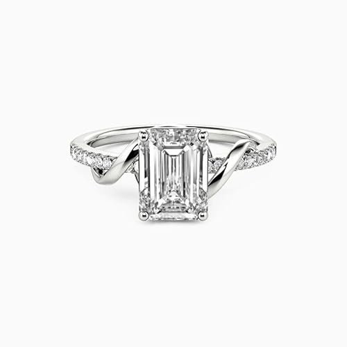 Molioaki Verlobungsring Damen 925 Sterling Silber/9K/14K/18K Gold Eheringe Frauen Ringe 1.11-3.11 ct 5A Zirkonia/Moissanit/Laborgezüchteter Diamant Personalisierte Individuelle Gravur Ring-Emerald