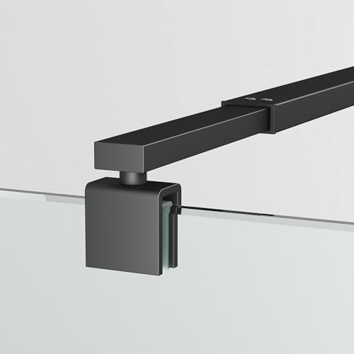 WDWRITTI Dusche Stabilisator, Verstellbar Stabilisierungsstange Dusche, 6-10 mm Glas, Dehnbar 73cm-123cm, Vierkantrohr Haltestange für Glas/Wand Stabilisation, Matt Schwarz