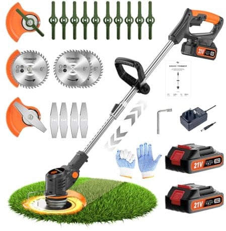 21V Cordless Strimmer Erzneaoch Grass Trimmer with 11,000 RPM and 750W Motor Garden Strimmer Cordless with 2 Batteries 4.0Ah is the Perfect Partner for all Your Garden and Lawn Care Needs