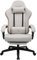 LUCKRACER Fabric Gaming Chair with Footrest, Ergonomic Computer Desk Chair with Pocket Spring Cushion Home Office High Back Support Lumbar Support Heavy Duty Wide (Ivory)