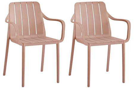 VORTIVO Gartenstühle 2er Set stapelbar - Hochwertige Outdoor-Stühle in Rosa, wetterfest, UV-beständig, bis 200 kg – für Balkon, Terrasse & Esszimmer