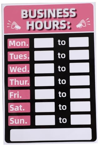 MINAOLULUS Letrero de Horario Comercial Adhesivo Regrabable PVC Resistente al Sol 30X20Cm para Tiendas y Oficinas Letreros Personalizables