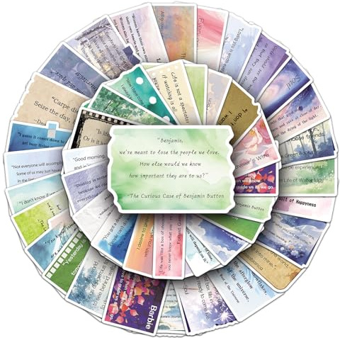 50Pcs Movie Quote Stickers for Journals Scrapbooks Laptops – Film Lines Decals for Teens Students Book Covers DIY Projects Matte Finish