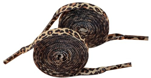 DIPZO Leopard Print Schnürsenkel, 2 Paar breite Schnürsenkel, Animal Print Senkel, Schuhbänder für Sneakers und Ersatzschnürsenkel