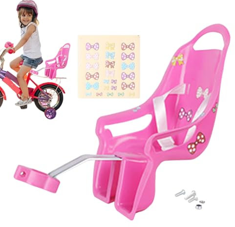 Qikam Puppenfahrradsitz Für Mädchenfahrräder, Kinderfahrrad Puppensitz mit Aufkleber für Mädchen | Fahrrad Puppen Sitz | Kinderfahrrad Zubehör | Babypuppen Fahrradträger Für Puppen
