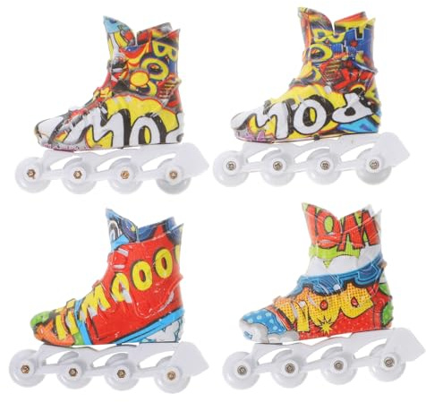 FUNOMOCYA Finger Roller Skate 2 Pairs Plastic Mini Toy for Fingertip Sports | Educational Finger Toys, Trains Flexibility, Entertainment Play Set, Random Pattern Assortment Random Style