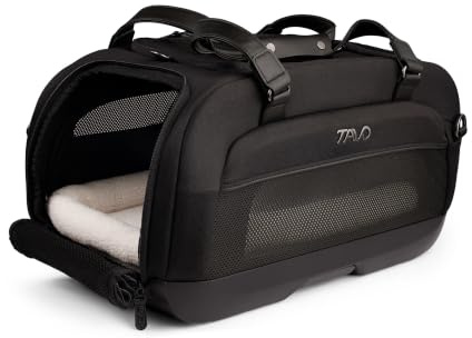 Tavo Dupree II Hundetransportbox, Flugzeug‑konform, ISOFIX, Hunde & Katzen | Aufprallgeprüfter, flugtauglicher Autositz mit atmungsaktivem Mesh und 2 Matratzenauflagen für Hunde oder Katzen bis 9 kg.
