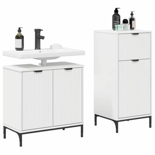 vidaXL Bathroom Furniture Set with Shelf 2 pcs White 39.5 x 36 x 88 cm,