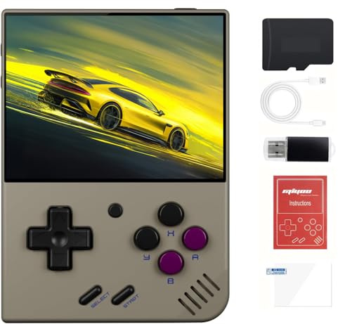 XiFanHo Miyoo Mini Plus Retro Konsole 128G, Miyoo Mini+ Handheld Spielkonsole Portable mit 20000+ Spiele, Cortex-A7 Linux-System mit 3000 mAh Unterstützt Wireless Gamepad (Grau)