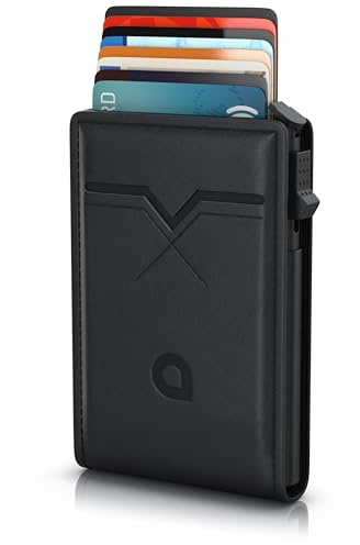 CSL - Kartenetui – RFID-Wallet – Portemonnaie Slim Wallet mit MagSafe kompatibel – Aluminiumlegierung – integrierter Magnetverschluss – für bis zu 10 Karten (8 RFID+2 zusätzlich) – Kreditkartenhülle