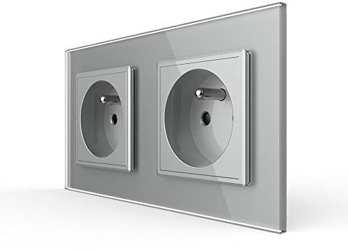 LIVOLO Prises de courant alternatif Panneau en verre cristal standard français nouveau prise murale,VL-C7C2FR-15