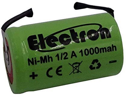 Batteria ricaricabile Ni-Mh 1/2 A 1,2V 1000mAh con linguette lamelle terminali a saldare per pacco pacchi batteria lampada di emergenza 1/2A 2/3A 2/3AF 2/3 A AF 29x17mm 17x29mm