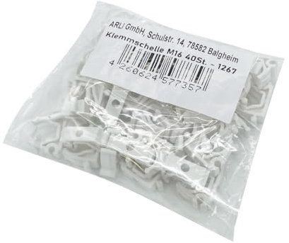 ARLI 40x Klemmschelle M16 Weiß – Rohrschellen für Installationsrohr Ø 16 mm Aufputz Kabelrohr Elektroinstallation Schraubbar