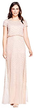 Adrianna Papell Damen Kurzärmeliges Blouson Perlen Kleid für besondere Anlässe, Blush, 36