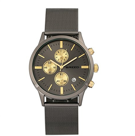 BREED Espinosa Men's Quartz Gunmetal Metal Alloy Bracelet Chronograph Watch w/Date BRD7604