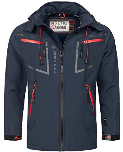 Arctic Seven Herren Softshell Jacke Funktionsjacke Outdoor Regenjacke Atmungsaktiv Fleece Innenfutter AS088 [AS-088-Navy-Gr.5XL]
