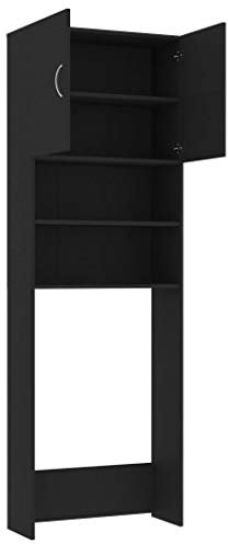 Tidyard Waschmaschinenschrank Badezimmerschrank Mit 2 Türen und 2 offenen Fächern Badregal Badschrank Hochschrank Waschmaschine Schrank 64 x 25,5 x 190 cm (B x T x H) für Toilette,Badezimmer,Balkon