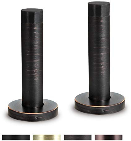 Orhemus Decorative Door Stoppers - 3.5 Inch 304 Stainless Steel Heavy Duty Door Stops with Rubber Tip Bumper for Wall and Door Protection Sound Dampening 2 Pack Oil Rubbed Bronze