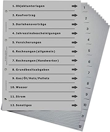 Ordnerregister für Haus und Eigenheim, DIN A4, lichtgrau (3er Set)